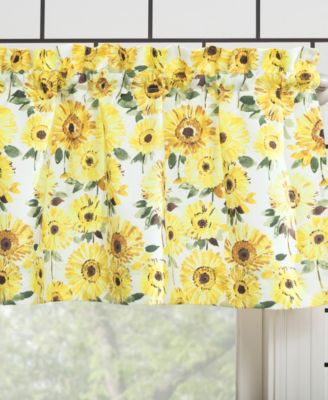 Sunny Sunflower Print Semi-Sheer Rod Pocket Kitchen Curtain Valance