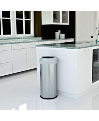 Round Stainless Steel Open Top Kitchen Trash Can with Dual AbsorbX Odor Filters
