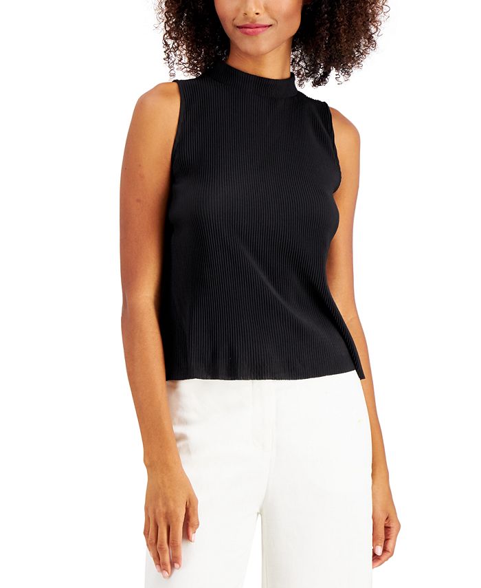 knit high neck tank top