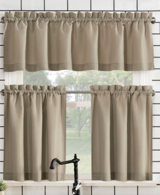 Martine Microfiber Semi-Sheer Rod Pocket Kitchen Curtain Valance and Tiers Set