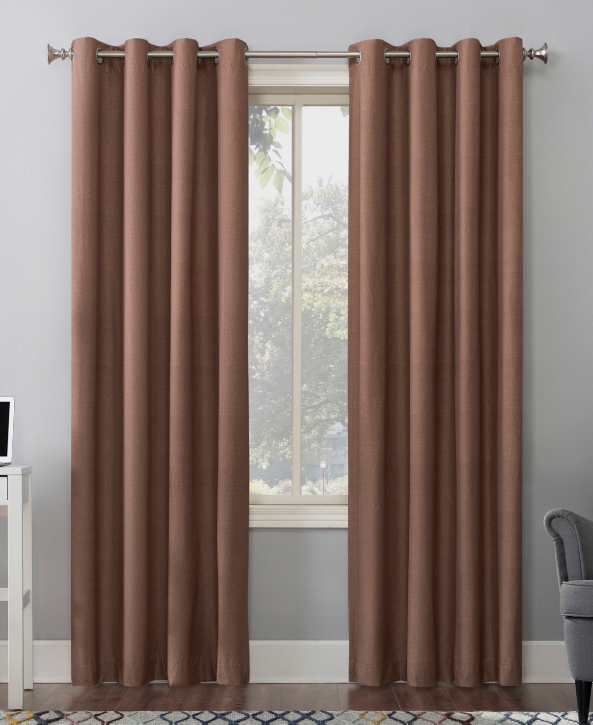 Duran Thermal Insulated 100% Blackout Grommet Curtain Panel - Cedar orange