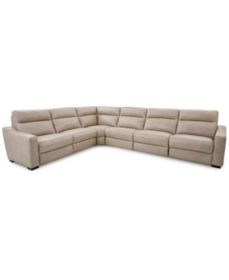 Gabrine 6-Pc. Leather Sectional with 2 Power Headrests, Created for ...