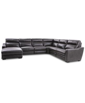 Gabrine 6-Pc. Leather Sectional with 3 Power Headrests and Chaise