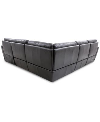 Gabrine 5-Pc. Leather Sectional with 2 Power Headrests and Chaise