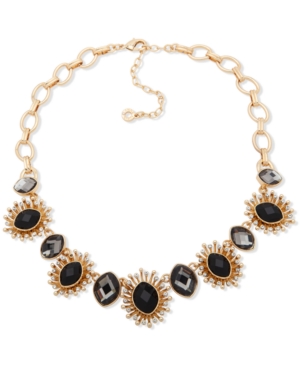 image of Anne Klein Gold-Tone Stone Frontal Necklace, 16