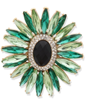 image of Anne Klein Gold-Tone Green Stone Cluster Boxed Pin