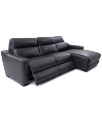 Gabrine 3-Pc. Leather Sectional with 2 Power Headrests & Chaise, Created for Macy's