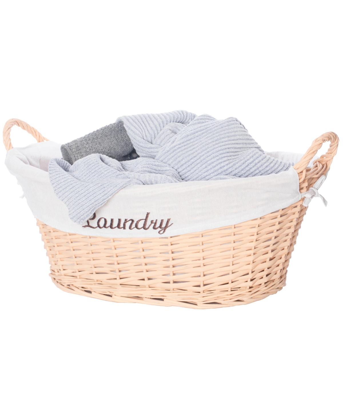 Willow Laundry Hamper Basket with Liner and Side Handles - Natural