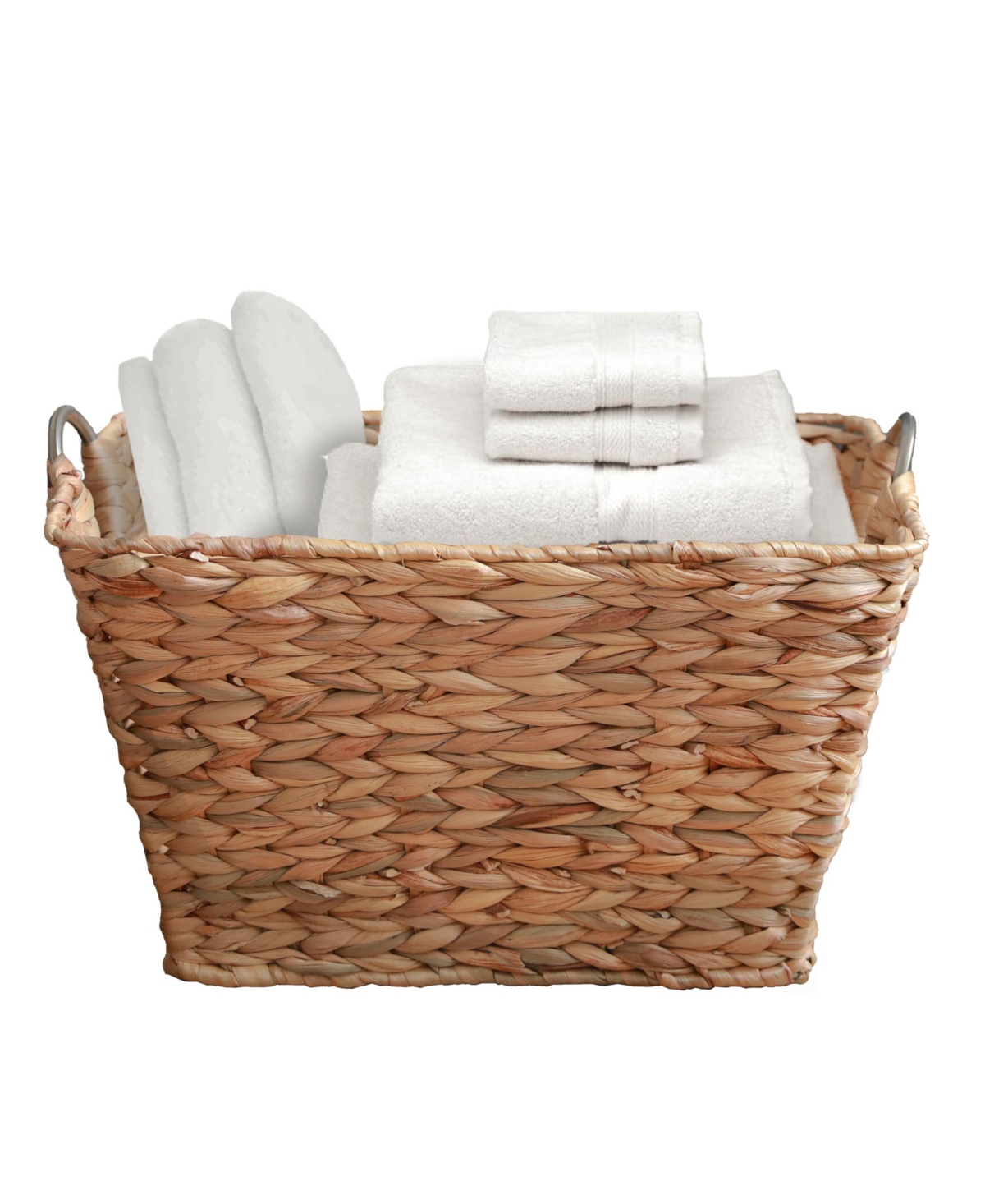 Water Hyacinth Wicker Large Square Storage Laundry Basket with Handles - Natural