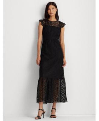 ralph lauren lace flutter sleeve dress