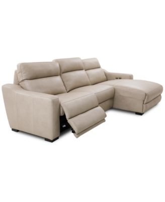 Gabrine 3-Pc. Leather Sectional with 1 Power Headrest and Chaise, Created for Macy's