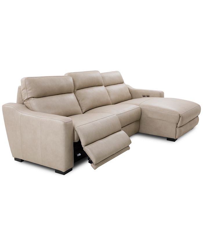 Furniture Gabrine 3Pc. Leather Sectional with 1 Power Headrest and