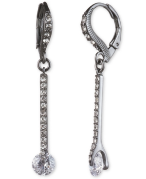 image of Givenchy Light Hematite-Tone Pave Linear Earrings