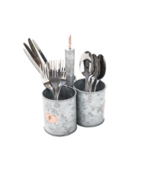 Mind Reader 3 Section Round Galvanized Steel Utensil Holder with Handle