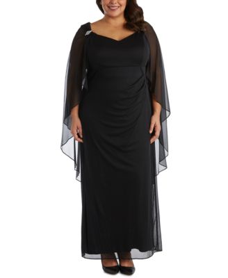 R & M Richards - Plus Size Chiffon-Cape Gown