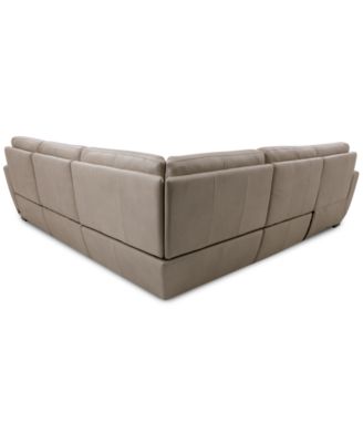 Gabrine 5-Pc. Leather Sectional with 2 Power Headrests and Chaise, Created for Macy's