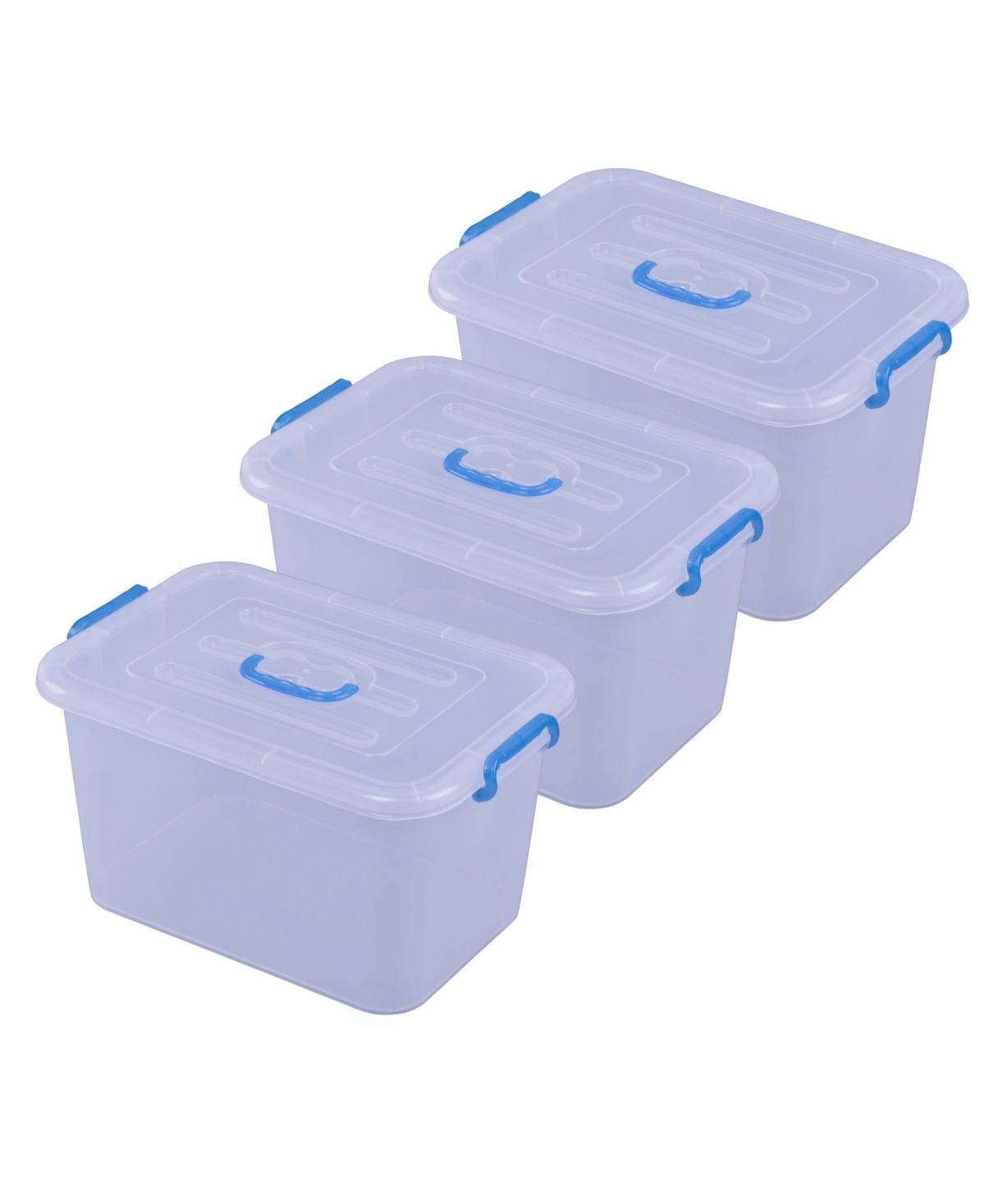 Vintiquewise Large Clear Storage Container with Lid and Handles, Set of 3 - Natural