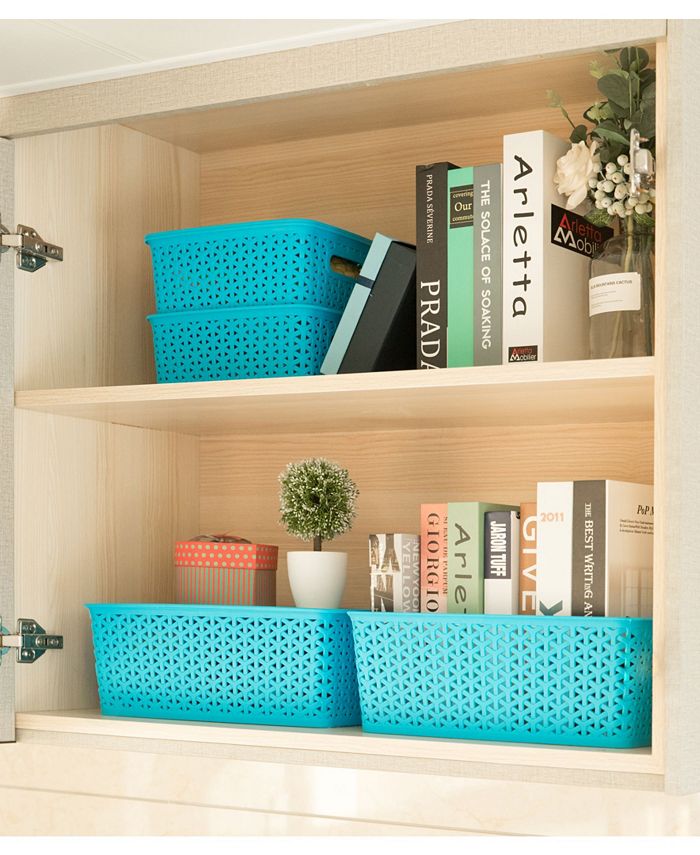 Basicwise Vintiquewise Medium Plastic Storage Container with Lid, Set