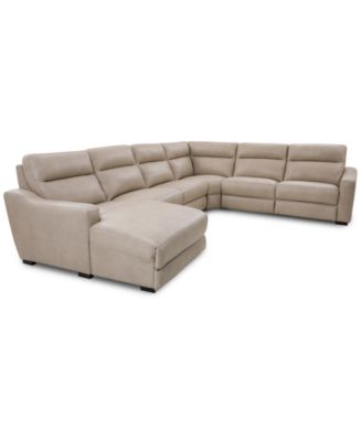 Gabrine 6-Pc. Leather Sectional with 2 Power Headrests & Chaise, Created for Macy's