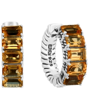 image of Effy Citrine Small Hoop Earrings (3-1/3 ct. t.w.) in Sterling Silver, 0.57