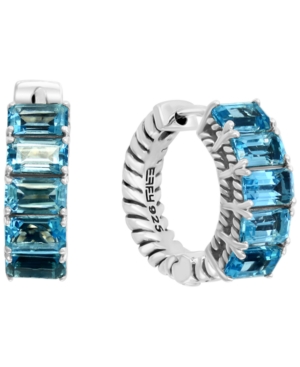 image of Effy Blue Topaz Small Hoop Earrings (3-1/3 ct. t.w.) in Sterling Silver, 0.57