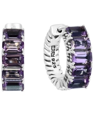image of Effy Amethyst Small Hoop Earrings (3-1/3 ct. t.w.) in Sterling Silver, 0.57