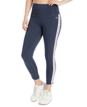 Champion Women's Double Dry Striped High-Waist 7/8 Length Leggings