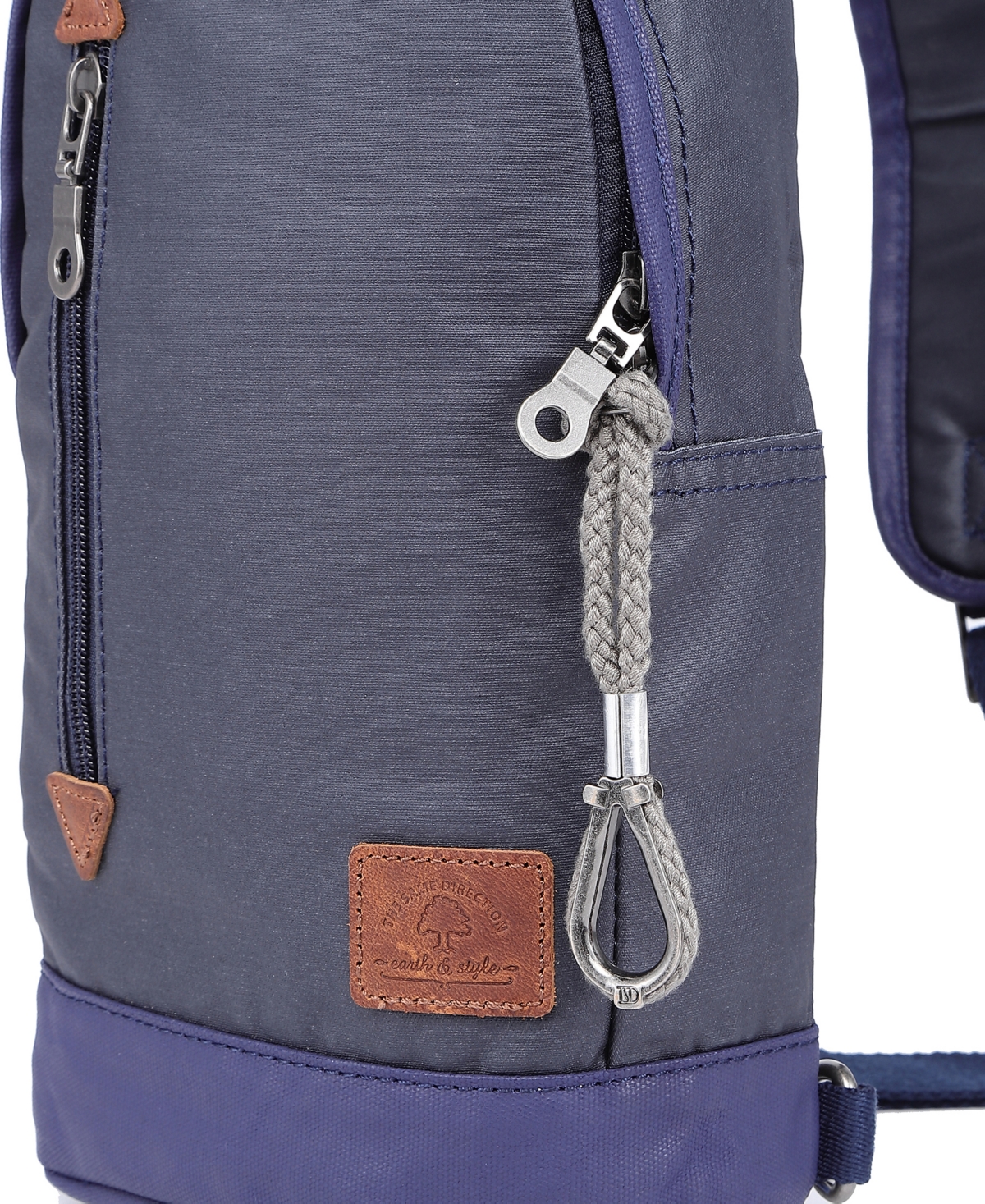 Tsd Brand Urban Light Coated Canvas Sling Bag In Navy