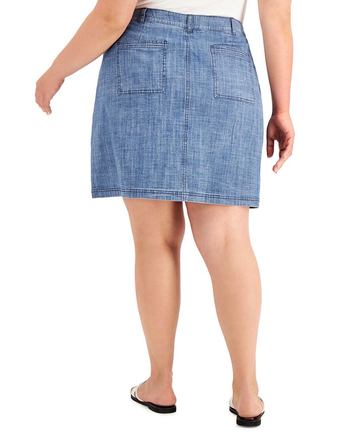 Karen Scott Plus Size Embroidered Denim Skirt, Created for Macy's - Macy's