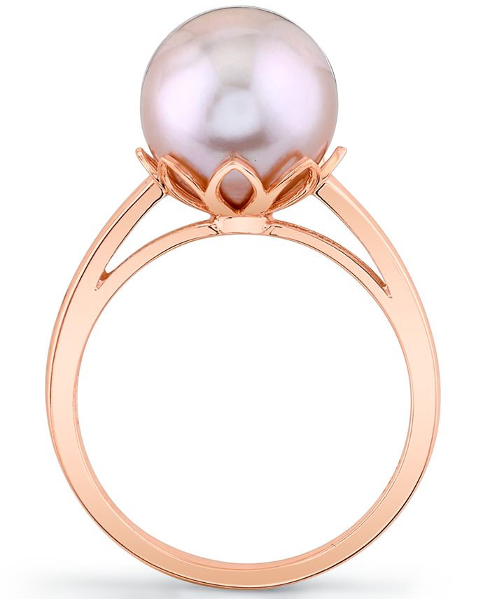 Macy's Pink Cultured Freshwater Pearl (10mm) Ring in 14k Rose Gold - Macy's