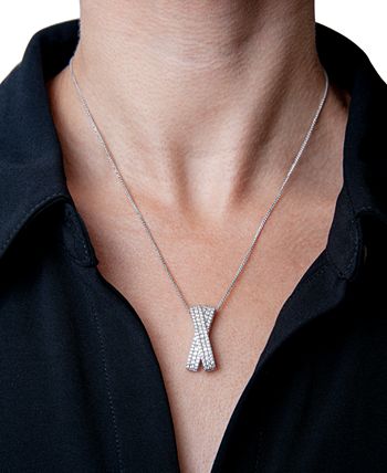 Wrapped in Love - Diamond Multi-Row Crossover 20" Pendant Necklace (1 ct. t.w.) in Sterling Silver