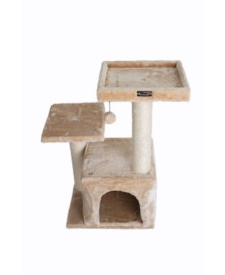 Classic Real Wood Cat Tree A3207, 32-Inch Beige - Perfect for Your Feline Friend affordable cattower