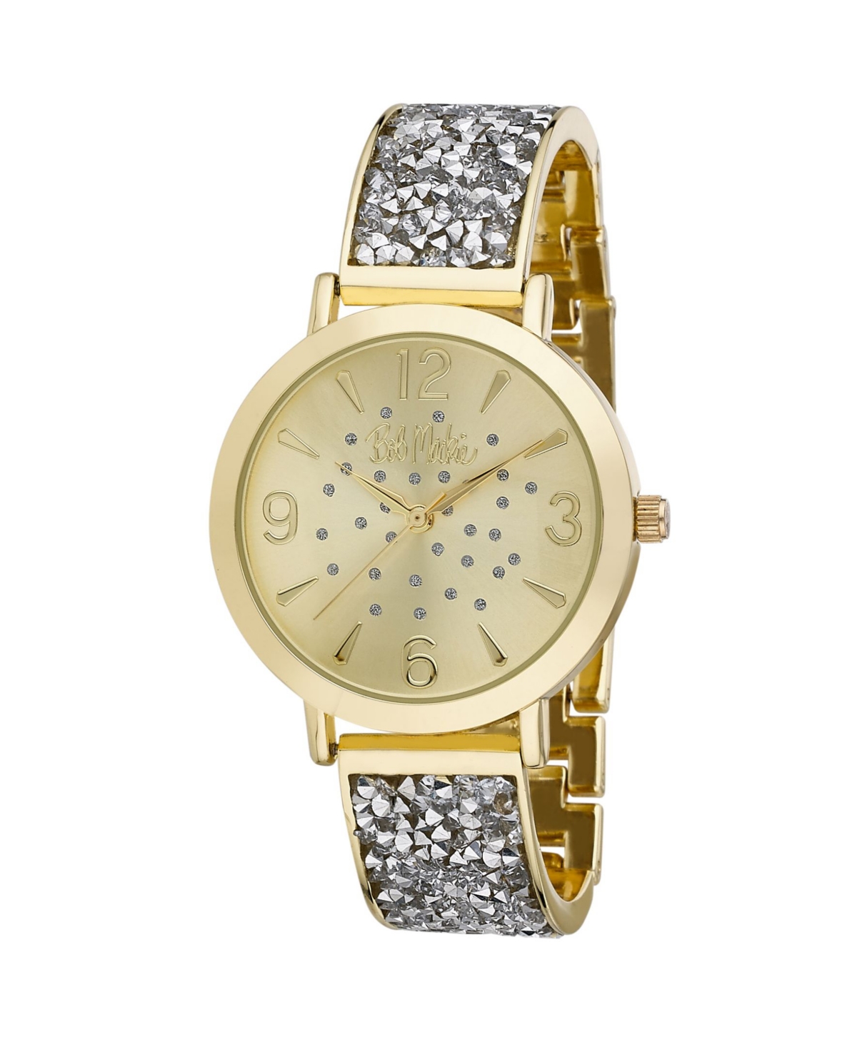 Bob Mackie Women's Gold-Tone Alloy Bracelet Glitz Watch, 36mm