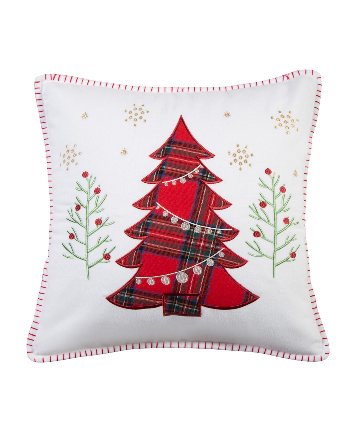 Levtex Spencer Red Plaid Tree Whipstitch Decorative Pillow, 18" X 18" In Red