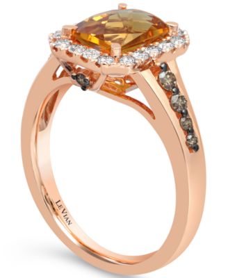Cinnamon Citrine (1-1/3 ct. t.w.) & Diamond (1/2 ct. t.w.) Ring in 14k Rose Gold  (Also in Amethyst, Blue Topaz, Peridot & Smoky Quartz)