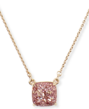 image of Kate Spade New York Glitter Crystal Square Mini Pendant Necklace, 17