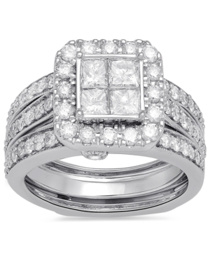 image of Diamond Princess Halo Ring (2 ct. t.w.) in 10k White Gold