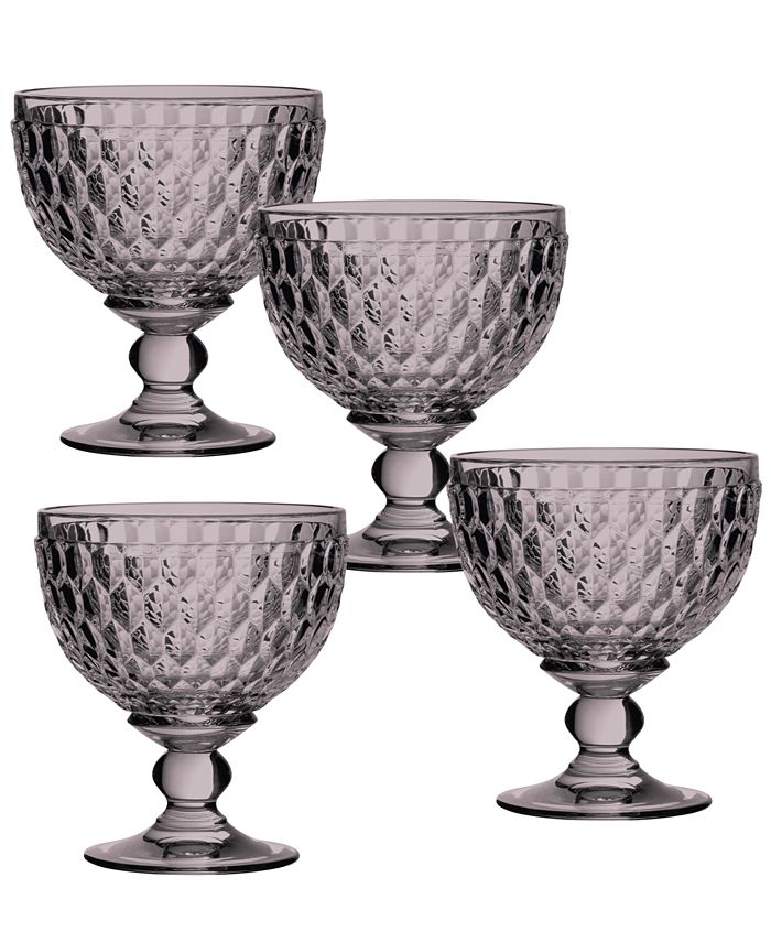 Villeroy & Boch - Boston Rose Crystal Dessert Bowl/ Champagne Glass, Set of 4