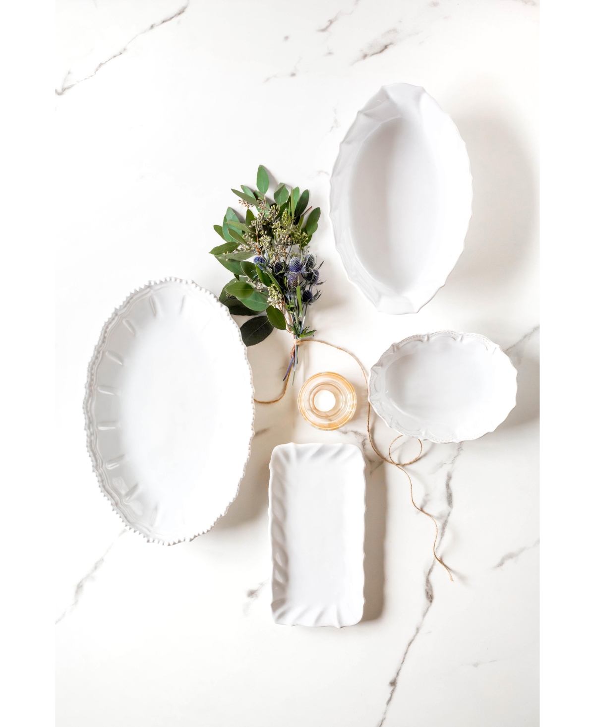 Vietri Incanto StoneLace Oval Bowl - White