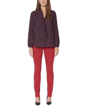 image of Nydj Printed Tie-Neck Blouse