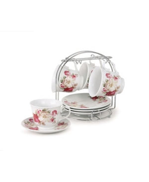 Lorren Home Trends 8 Piece 8oz Coffee Cup And Saucer Set, Service For 4 In Red