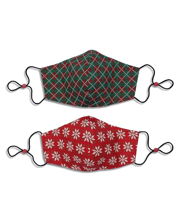 Calabrum Adult Cotton Reversible Cone Holiday Face Mask, 2 Pack Macy's