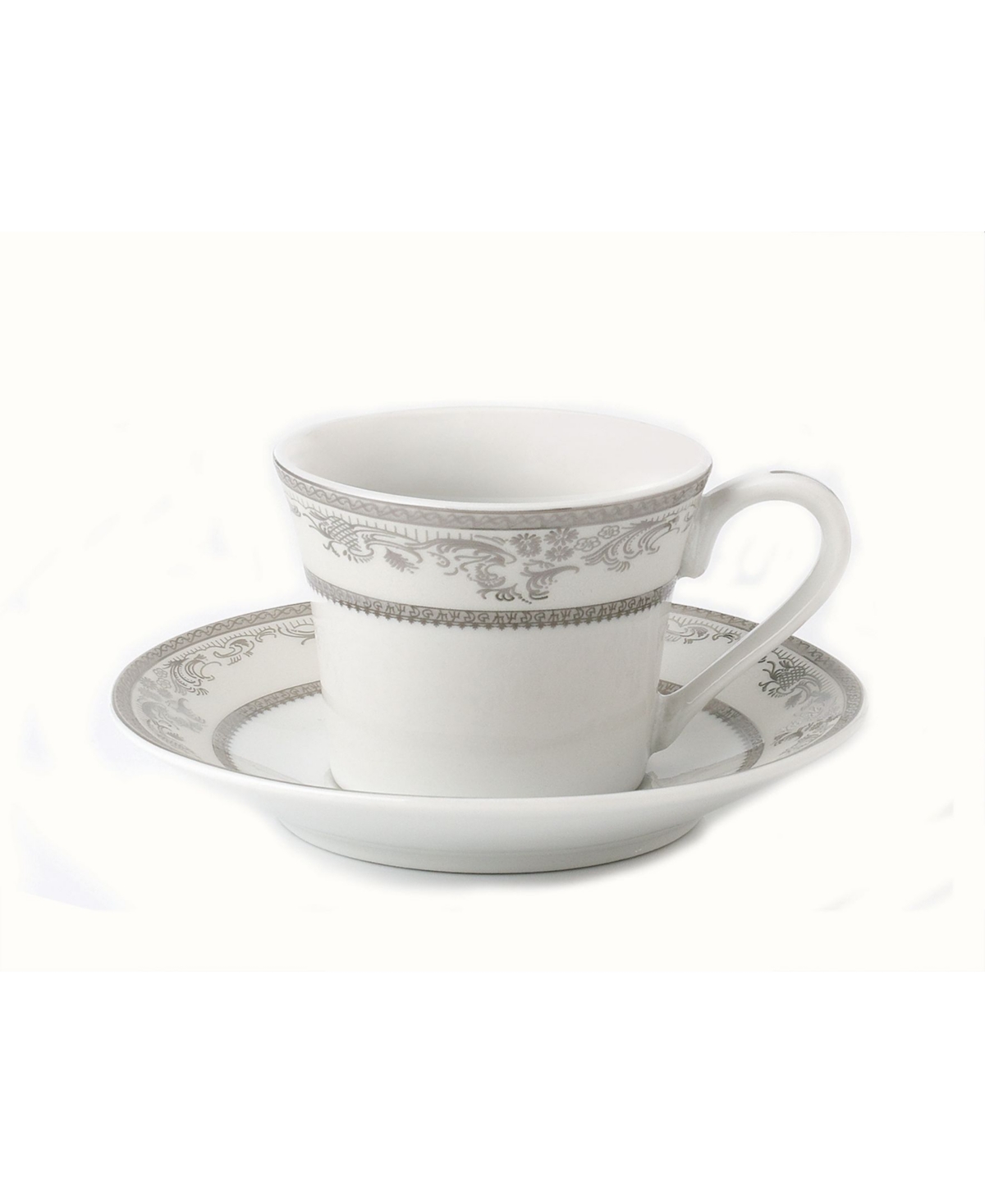 Lorren Home Trends 12 Piece 2oz Espresso Cup and Saucer Set, Service for 6 - Silver-Tone