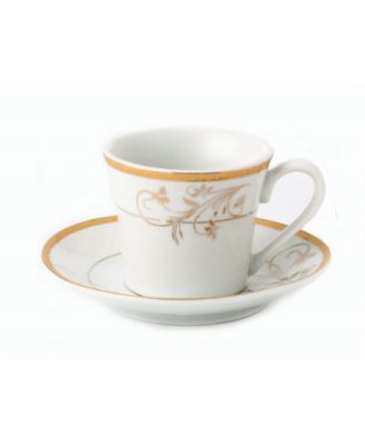 Trends Floral Design 12 Piece 2oz Espresso Cup and Saucer Set, Service for 6