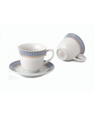 8 Piece 8oz Tea or Coffee Cup and Saucer Set, Service for 4
