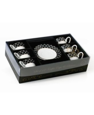 12 Piece 2oz Espresso Cup and Saucer Set, Service for 6