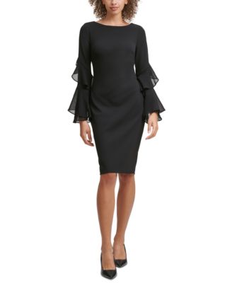 calvin klein ruffle sleeve dress