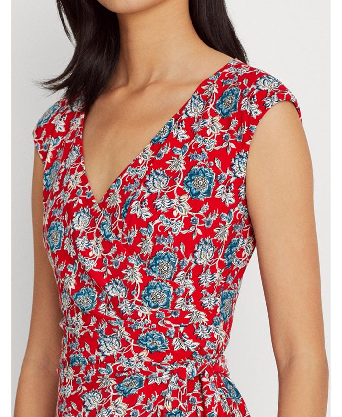 Ralph Lauren Women's Floral Jersey Wrap Dress Black Size X-Large