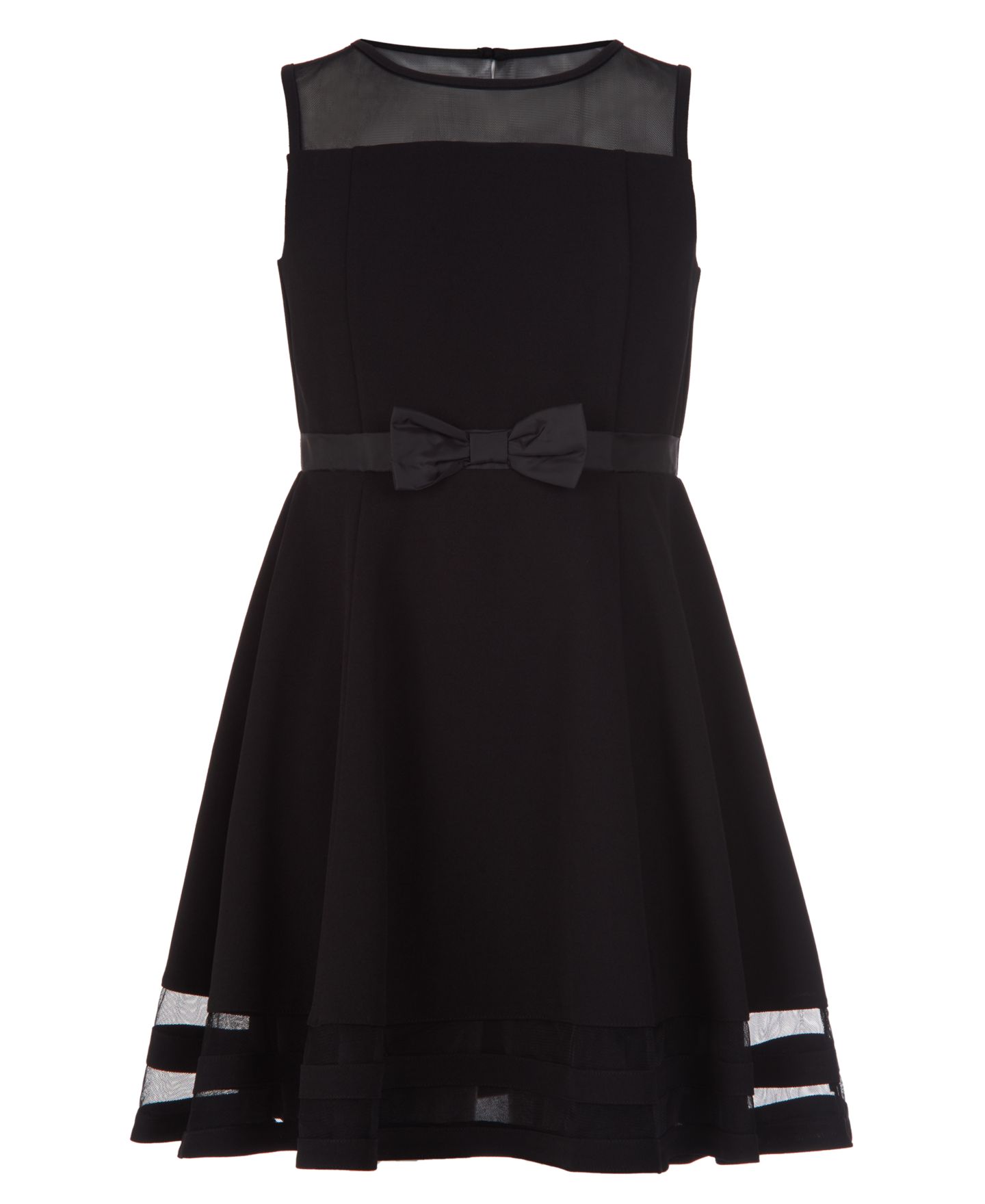 Платье Calvin Klein Illusion Mesh Bow Front Dress для девочек, цвет: Чёрный — фото 4