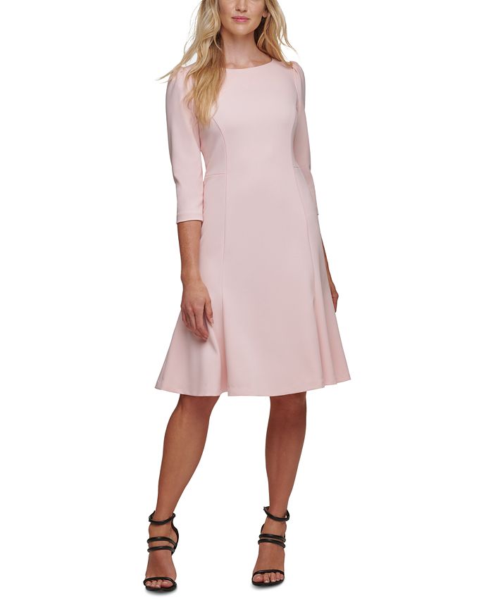 Fit and flare outlet dress with sleeves
